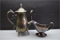Silverplate Teapot and Gravy Bowl