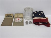 Collectible Tray Lot Lighters, Flag Clipboards,