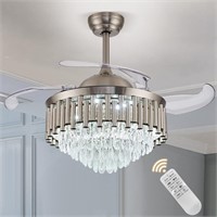 42 Inches Invisible Crystal Ceiling Fan Chandelier