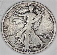 1917 Full Rim Better Date Walking Liberty Half $1