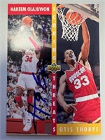 Rockets Hakeem Olajuwon Signed Card with COA