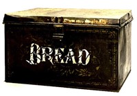 Vtg. Tin Bread Box with Hinged Lid