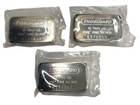 (3) Engelhard 10 oz. .999 Silver bars consecutive