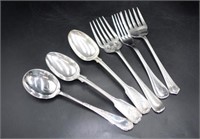 Collection silver plate serving cutlery pieces