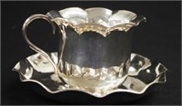 Silver scalloped edge cup & saucer