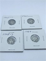 (4) MERCURY DIMES INCL: 1923, 1924, 1928-S, 1929