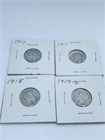 (4) MERCURY DIMES INCL:(2) 1917, 1919, 1919-D