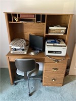 Desk, Chair, and Office Supplies