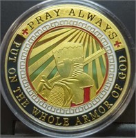Pray always religious challenge coin