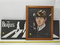 Beatles on Canvas 35x11 & framed Paul Mcartney pic