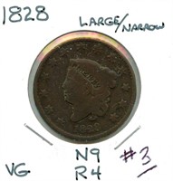 1828 Large Cent - Full Liberty/Rims, VG