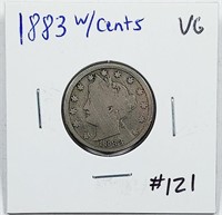1883 w/Cents  Liberty Nickel   VG