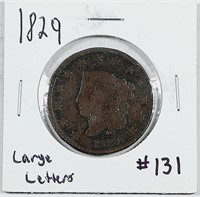 1829  Lg Letters  Large Cent   G