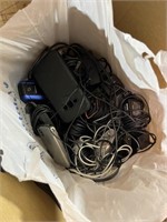 Box of Misc. Cords, Chargers, And Cell Phones