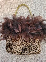 Feather Leopard Print Purse