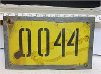 Metal numbered plate 10x6 inch