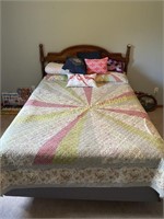Full Size Bed, Frame, Mattress, Boxspring, & Quilt