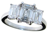 14k Gold 2.97 ct VS2 Emerald Cut Lab Diamond Ring