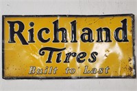 "Richland Tires" Embossed Tin Single-Sided Sign