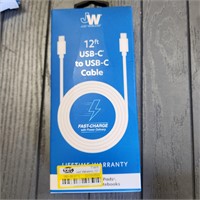 Just Wireless USB-C to USB-C PVC Cable - White