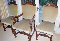Antique style walnut dining chairs