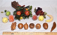 LOT - FAUX AND WOODEN FRUIT