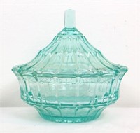 Vintage light teal tiara glass candy dish
