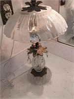 Vintage glass lamp with prisms, 17 inches tall.