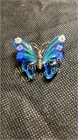 Pretty art glass butterfly on sterling silver pin