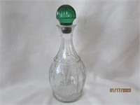 Avon Decanter Clear Glass Emerald Stopper