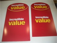 (50+) Plastic Value Signs  11x21 inches