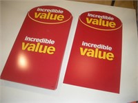 (50+) Plastic Value Signs  11x21 inches