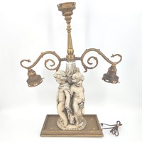 Vintage Metal Cherub Lamp