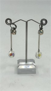 Pair Of Earrings With Iridescent Beads
