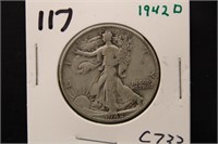 1942 D WALKING LIBERTY HALF DOLLAR COIN