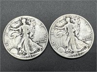 1942-S & 1943-P Walking Liberty Silver Half