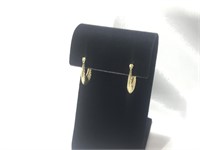 14K Oval Post Hoop Earrings