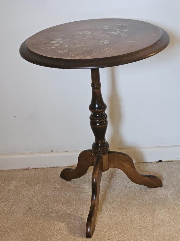 Vintage Round Parquetry Display Table