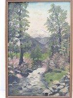 Vintage Original Mountain Stream Signed Painting