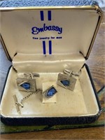 Embassy cuff links and tie clip
