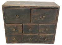 8 DRAWER APOTHECARY BOX IN DARK GREEN PAINT