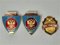 3) VINTAGE RUSSIAN POLICE BADGES