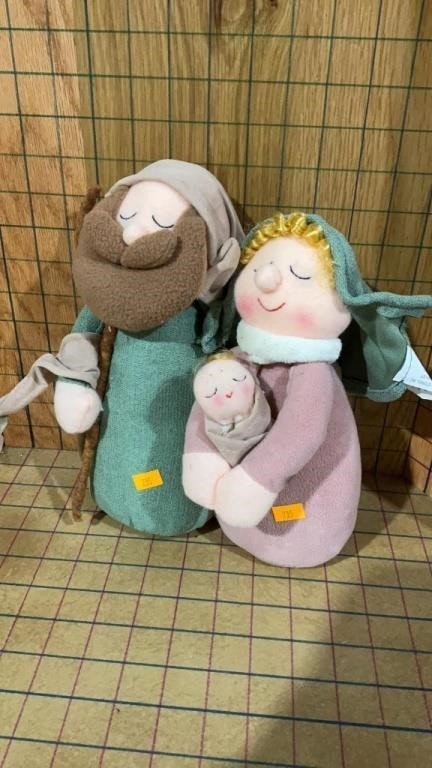 Mary Joseph, baby Jesus stuffed decor