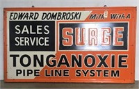 "TONGANOXIE PIPE LINE SYSTEM" METAL SIGN