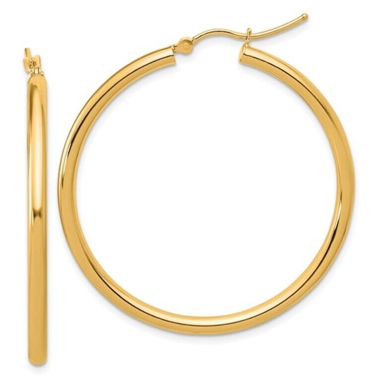 14k-Lightweight Tube Hoop Earrings