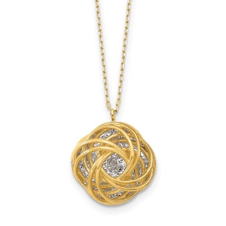 14K- Two-tone Polished D/C Love Knot Necklace