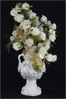 Large Porcelain Vase (Spain) With Silk Roses
