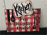 12.5 x 12-in kitchen for display only metal sign