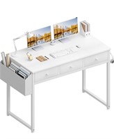 Small White Computer Desk with Fabric