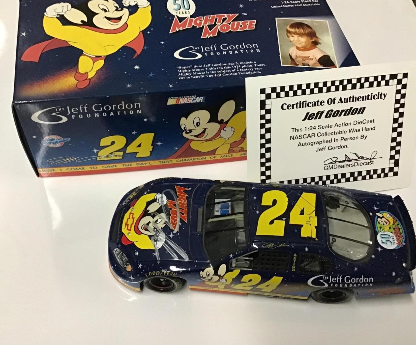 RARE AUTOGRAPHED MIGHTY MOUSE JEFF GORDON NASCAR